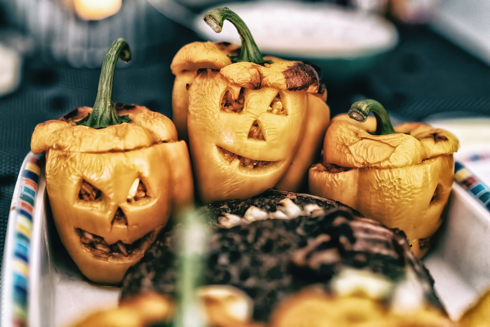 Spooky Stuffed Peppers with Pine Nuts